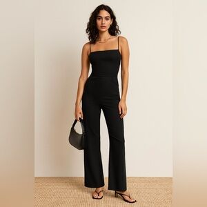 Reformation Strappy Backless Elton Jumpsuit in Black Made in USA